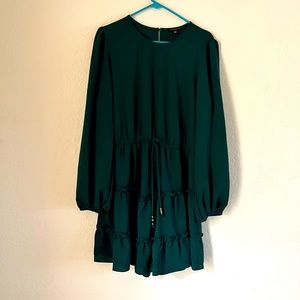 Dark Green mini dress, Long sleeve. XXL City Triangles Design s